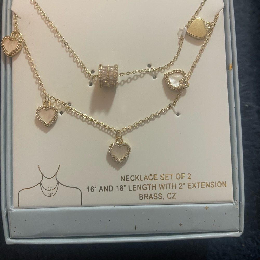 Gold Heart Necklace Set